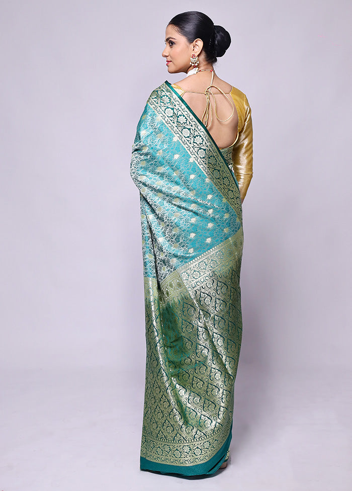 Blue Tanchoi Silk Saree With Blouse Piece