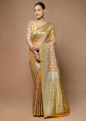 Orange Tanchoi Silk Saree With Blouse Piece