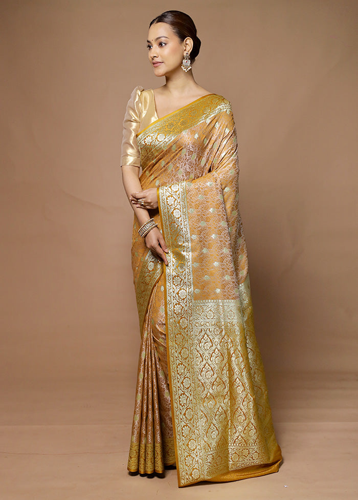 Orange Tanchoi Silk Saree With Blouse Piece