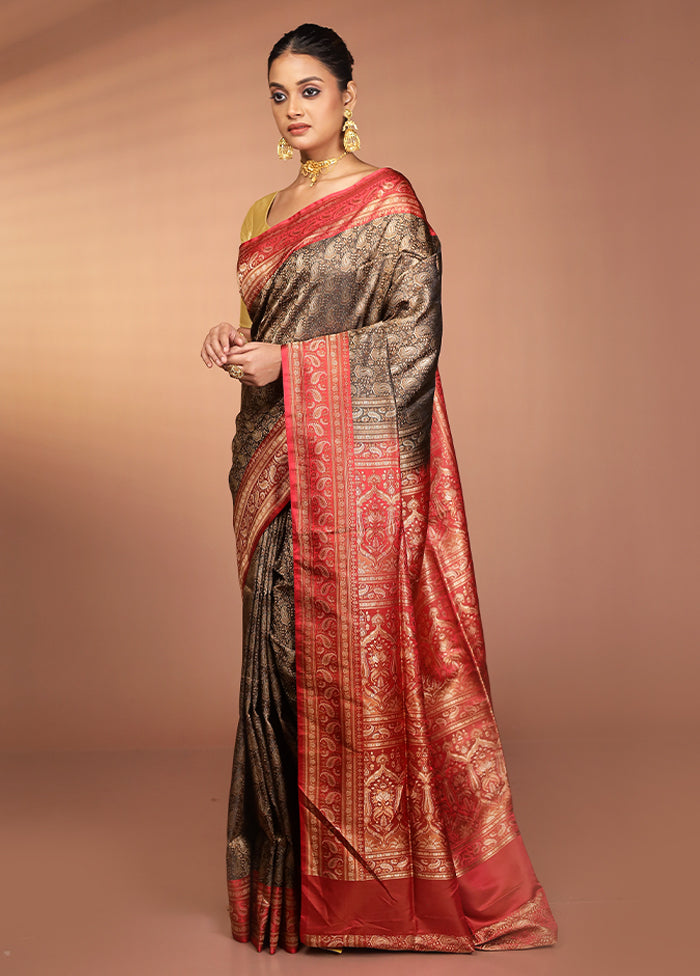 Black Jamewar Silk Saree With Blouse Piece
