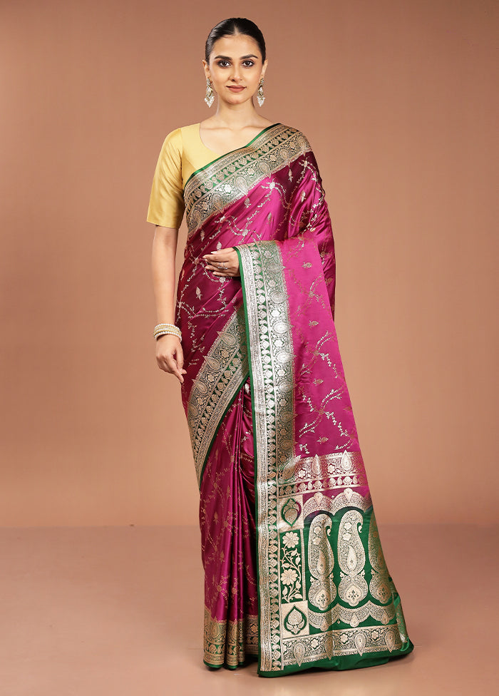 Purple Banarasi Silk Saree With Blouse Piece