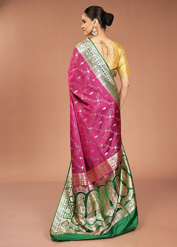Purple Banarasi Silk Saree With Blouse Piece