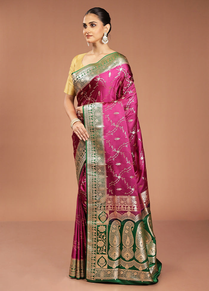 Purple Banarasi Silk Saree With Blouse Piece