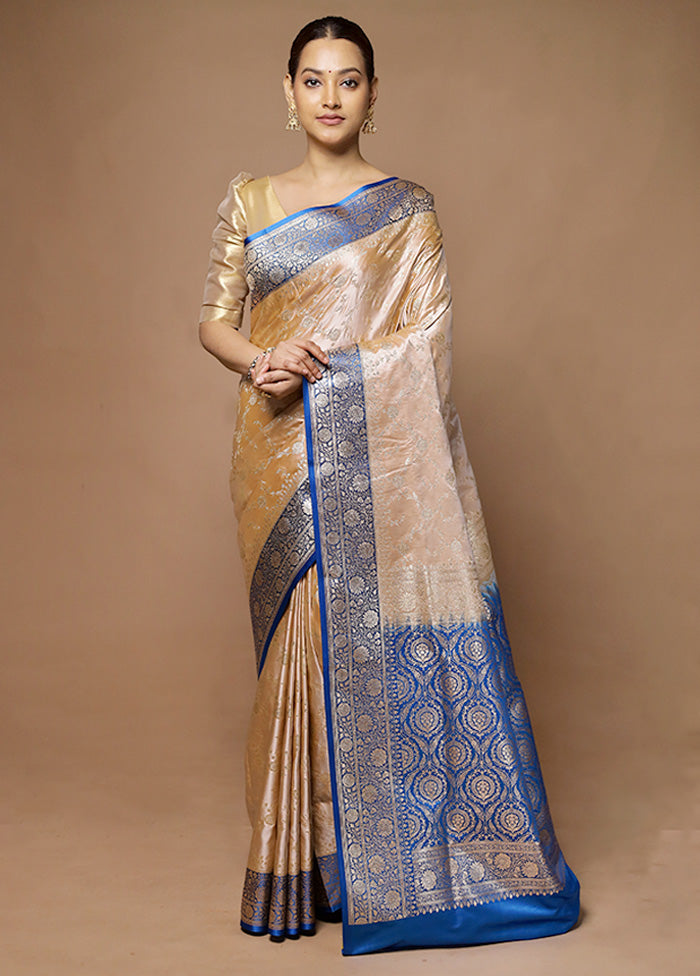 Cream Banarasi Silk Saree With Blouse Piece