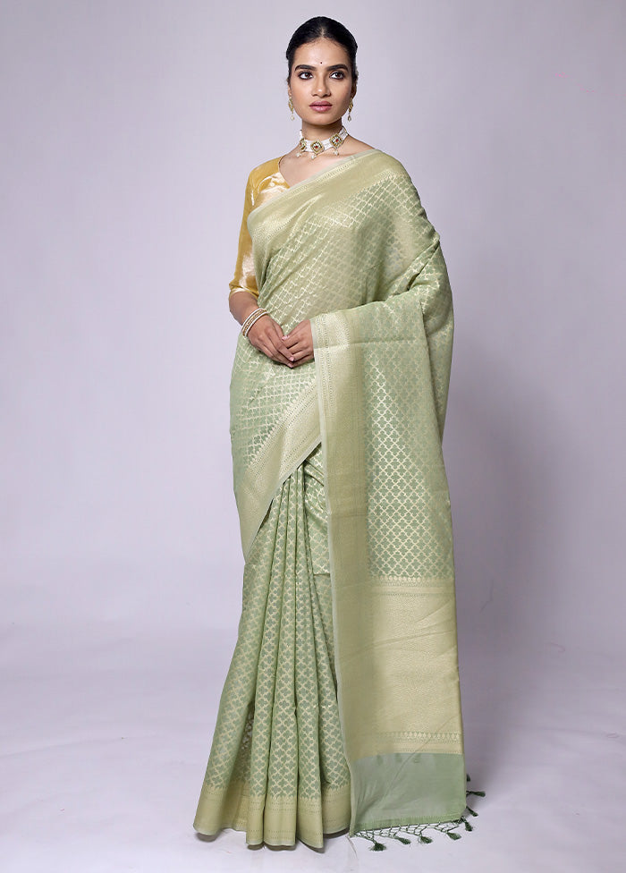 Green Kora Silk Saree With Blouse Piece