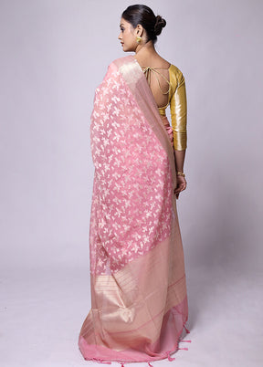 Pink Pure Cotton Saree With Blouse Piece