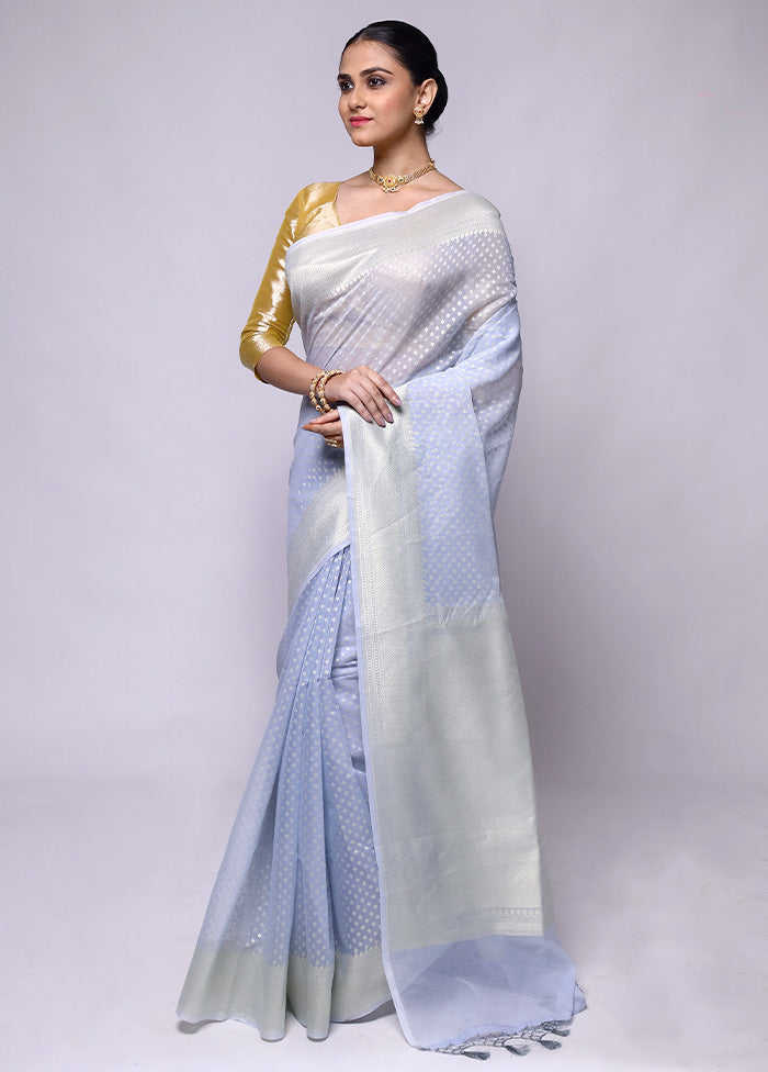 Grey Kora Silk Saree With Blouse Piece