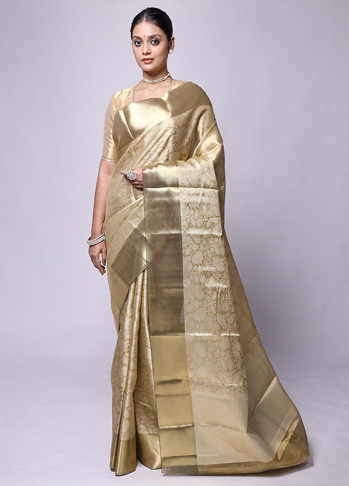 Golden Tissue Silk Saree With Blouse Piece