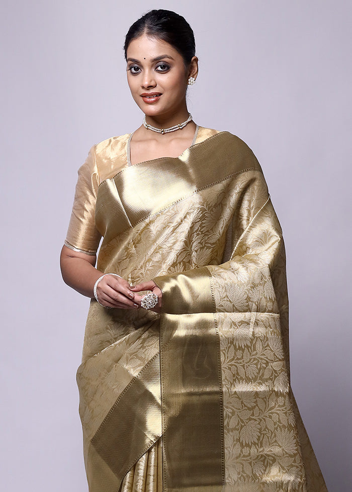 Golden Tissue Silk Saree With Blouse Piece