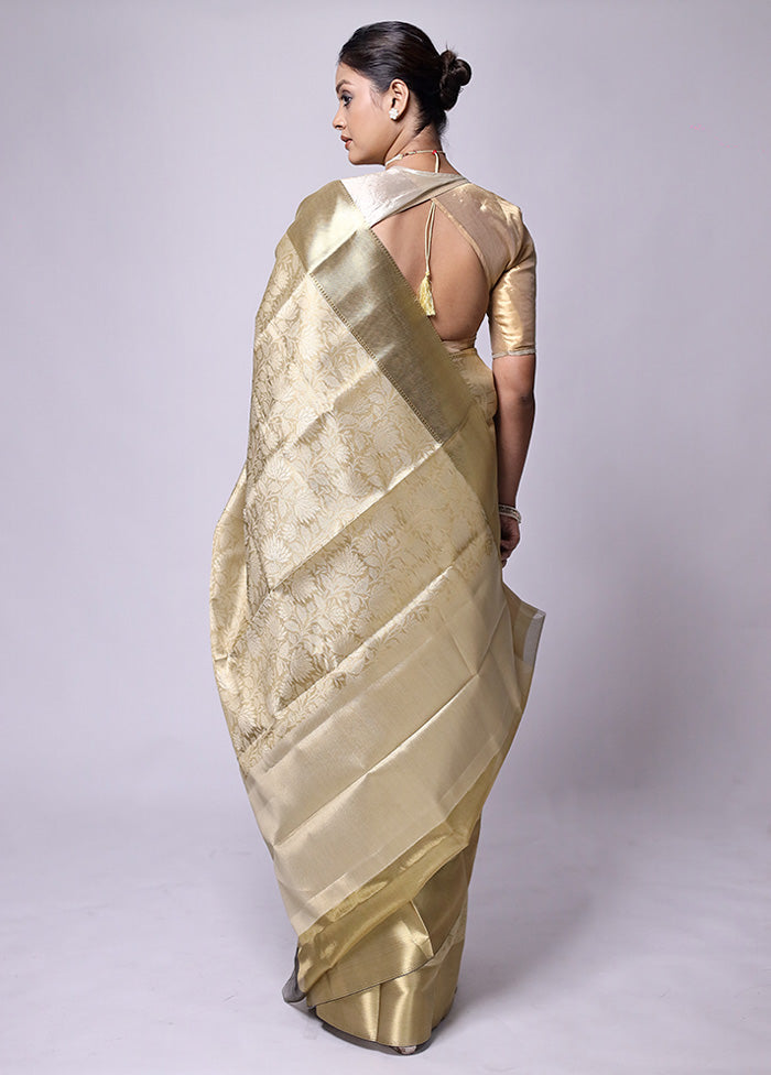 Golden Tissue Silk Saree With Blouse Piece