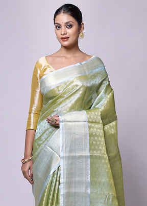 Green Tissue Silk Saree With Blouse Piece