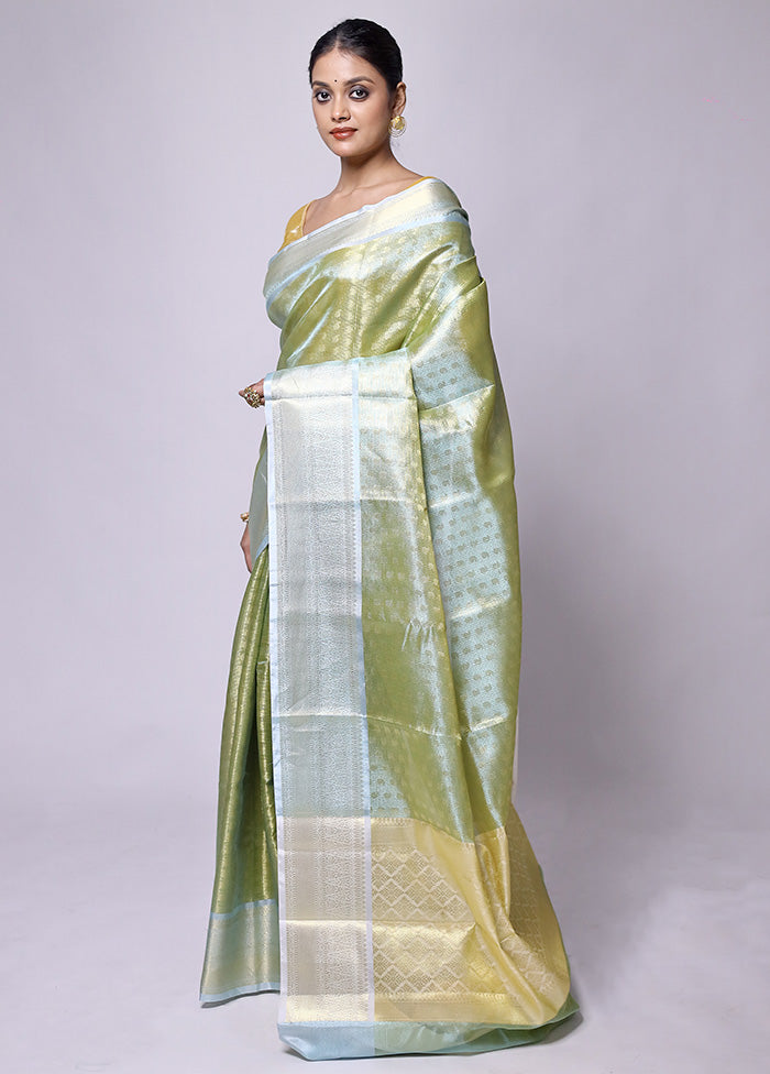 Green Tissue Silk Saree With Blouse Piece