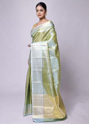 Green Tissue Silk Saree With Blouse Piece