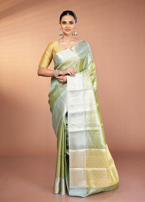 Green Tissue Silk Saree With Blouse Piece
