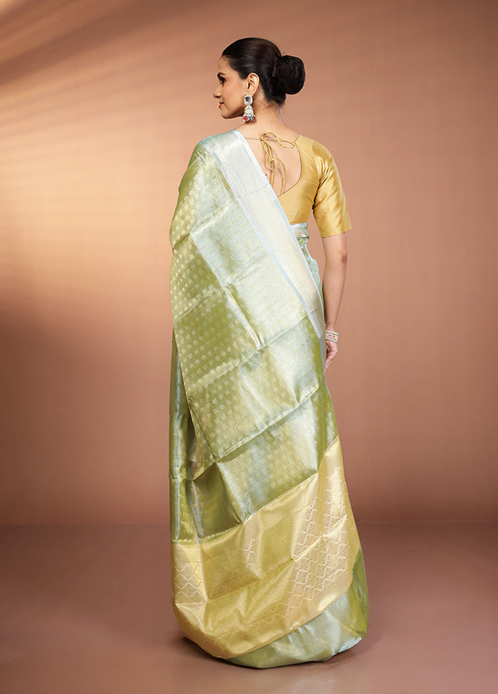 Green Tissue Silk Saree With Blouse Piece