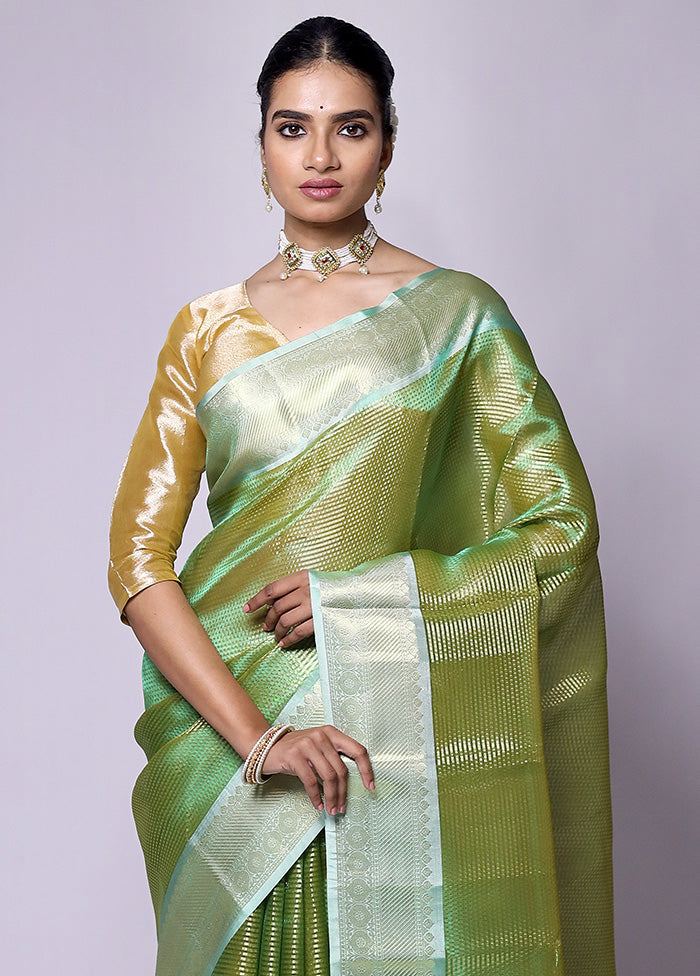 Green Tissue Silk Saree With Blouse Piece