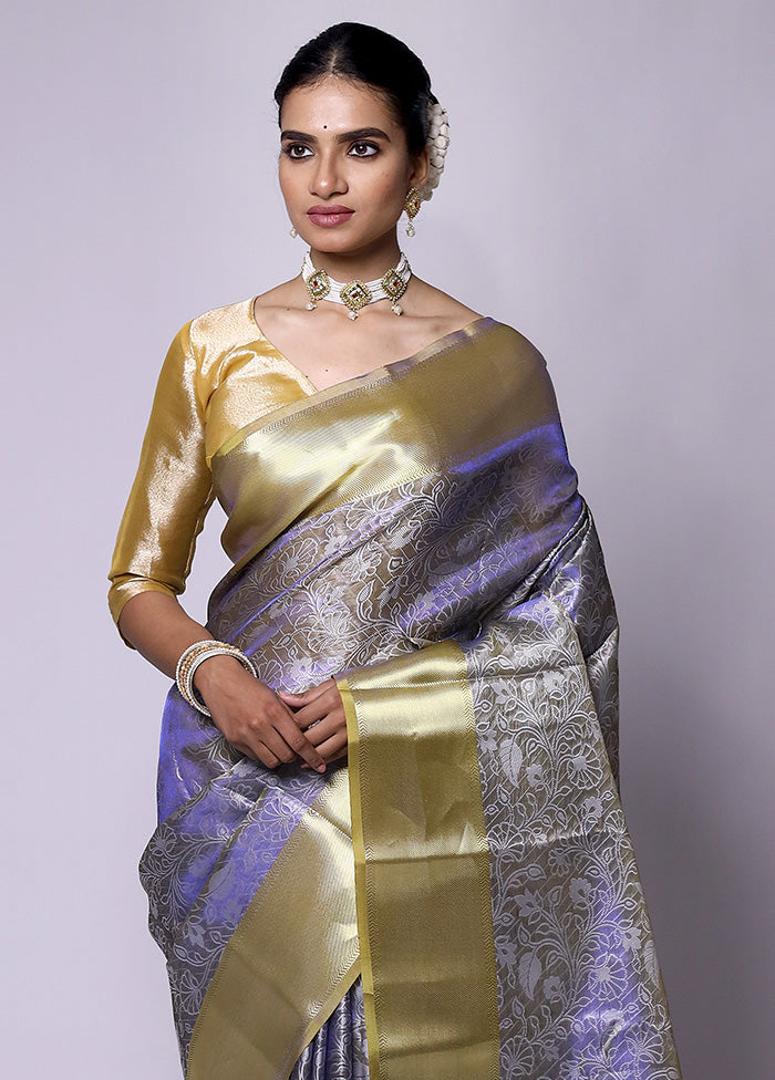 Purple Tissue Silk Saree With Blouse Piece