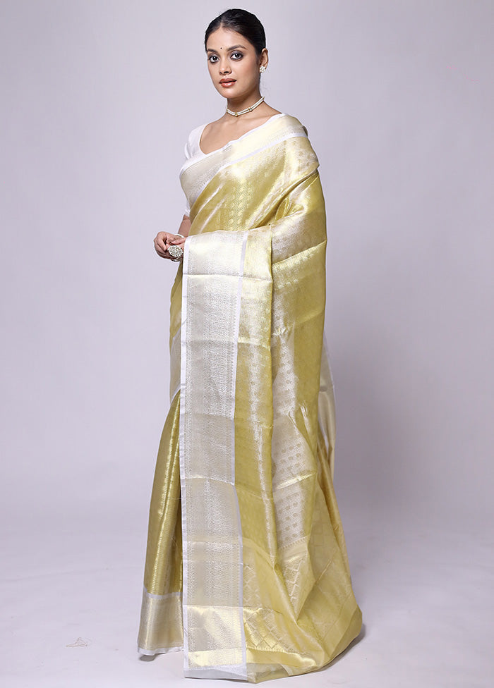 Yellow Tissue Silk Saree With Blouse Piece