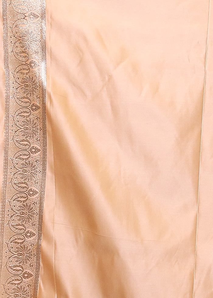 Peach Banarasi Silk Saree With Blouse Piece