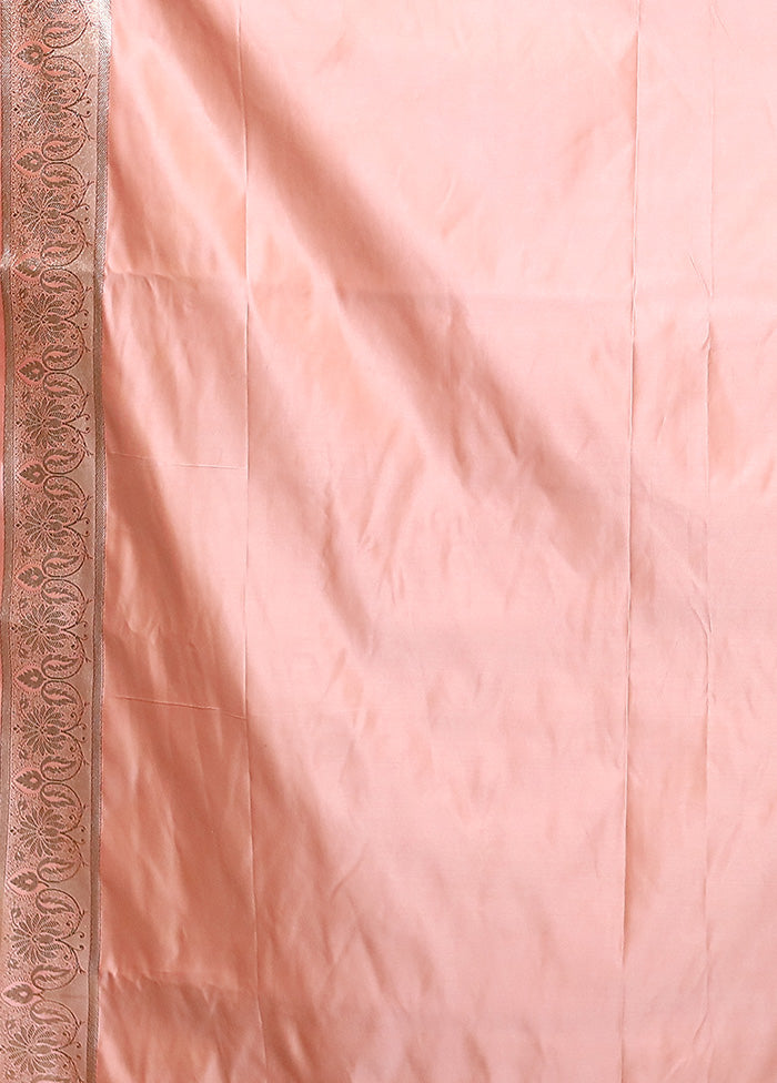 Pink Banarasi Silk Saree With Blouse Piece