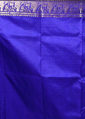 Blue Handloom Baluchari Pure Silk Saree With Blouse Piece