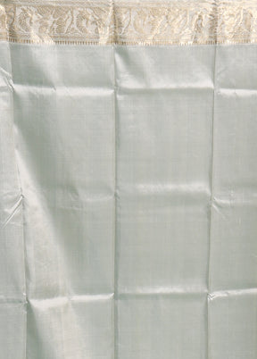 White Handloom Baluchari Pure Silk Saree With Blouse Piece