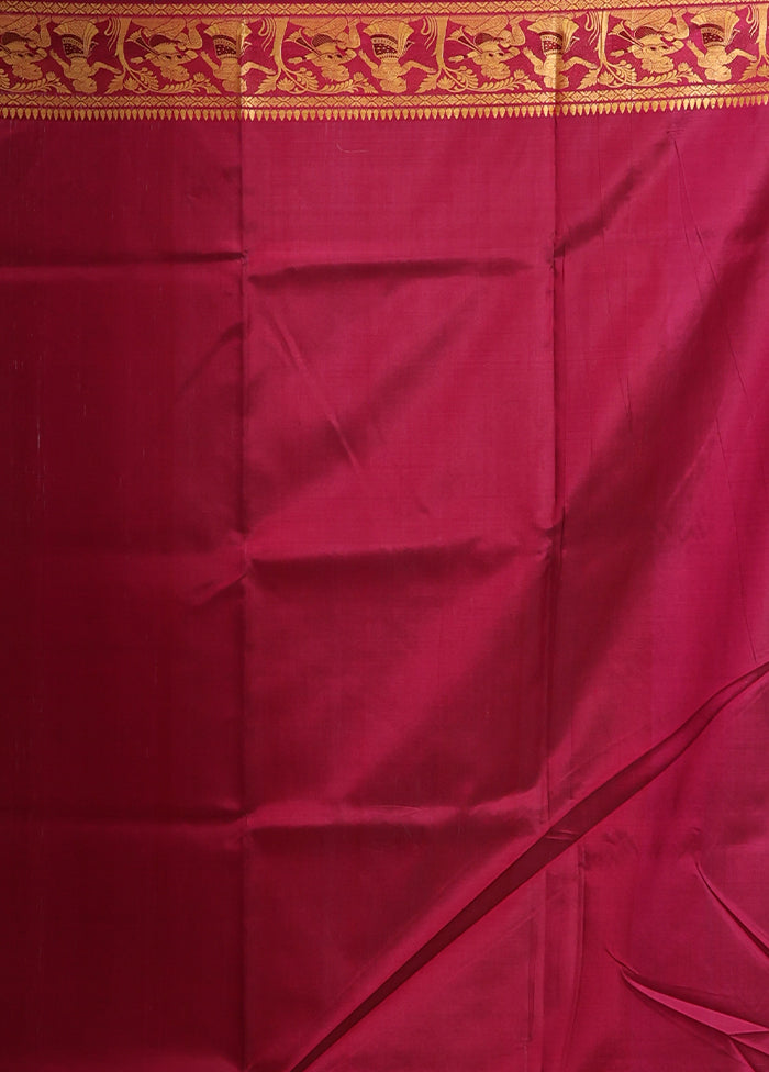 Purple Handloom Baluchari Pure Silk Saree With Blouse Piece