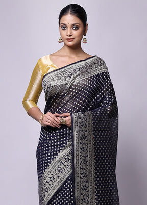 Black Kora Silk Saree With Blouse Piece