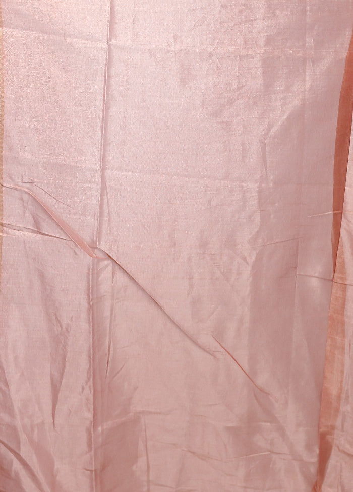 Peach Tissue Silk Saree With Blouse Piece