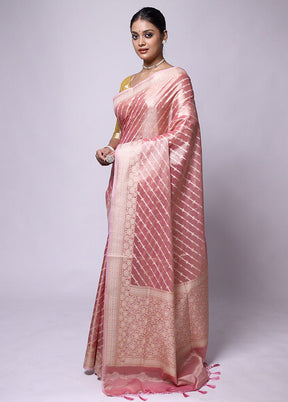 Pink Tissue Silk Saree With Blouse Piece