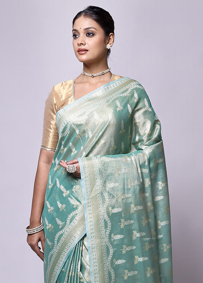 Green Tissue Silk Saree With Blouse Piece