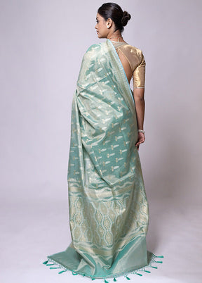 Green Tissue Silk Saree With Blouse Piece