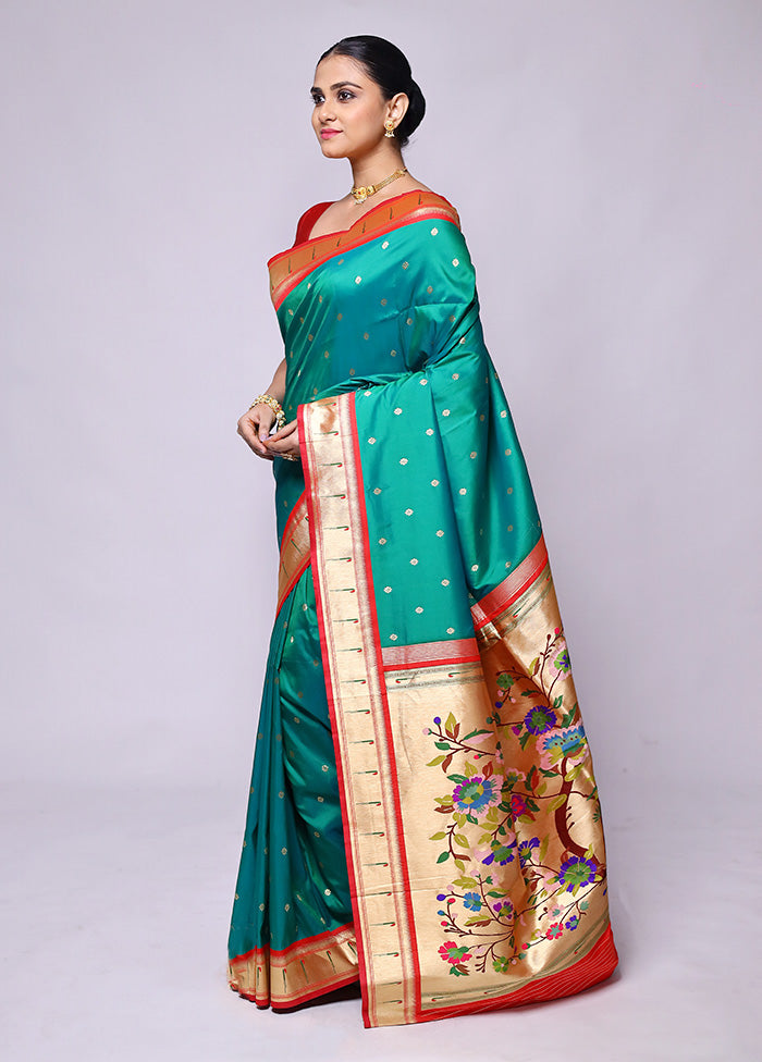 Green Katan Silk Saree With Blouse Piece