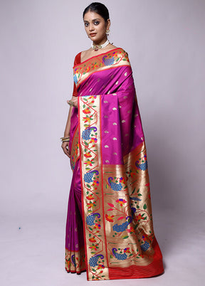 Pink Katan Silk Saree With Blouse Piece