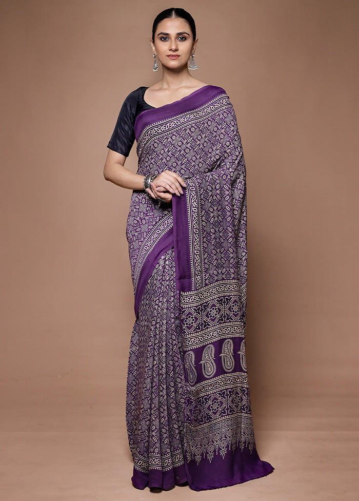 Wine Pure Modal Silk Saree Without Blouse Piece