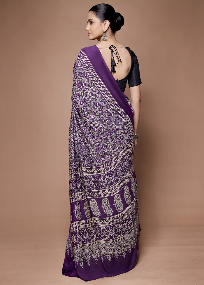 Wine Pure Modal Silk Saree Without Blouse Piece