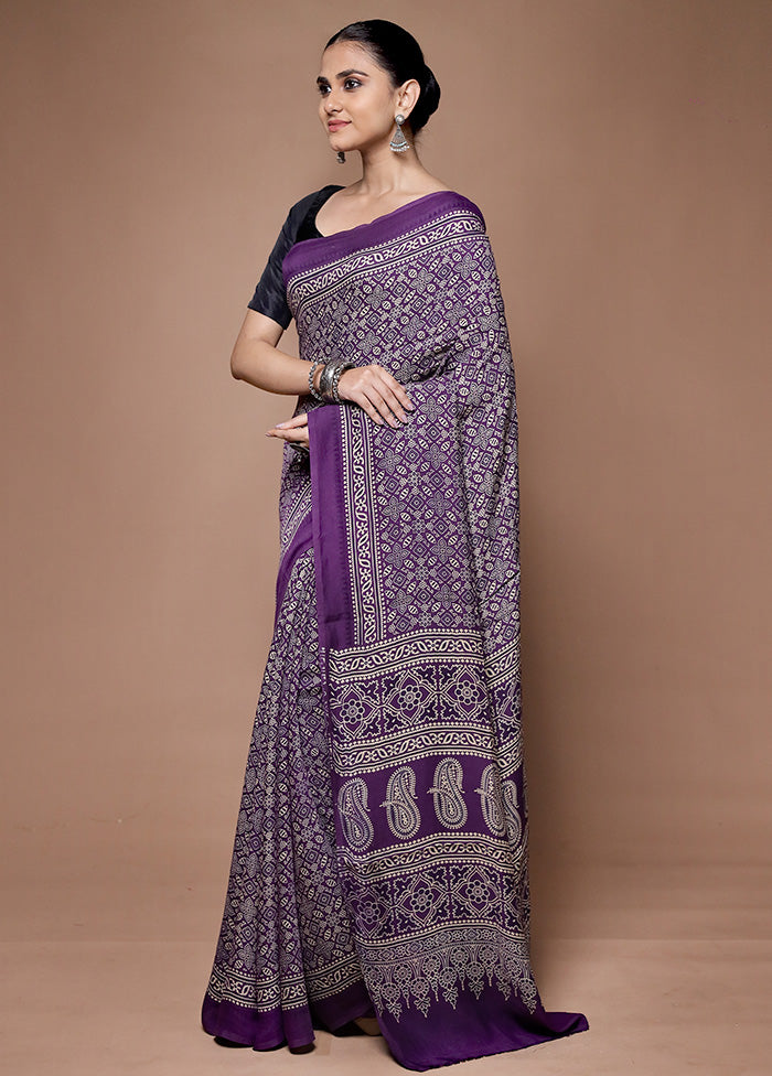 Wine Pure Modal Silk Saree Without Blouse Piece