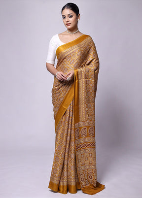 Yellow Pure Modal Silk Saree Without Blouse Piece