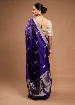 Blue Handloom Chanderi Pure Cotton Saree With Blouse Piece