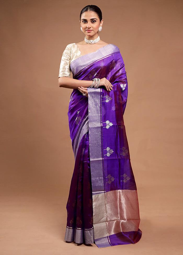 Blue Handloom Chanderi Pure Cotton Saree With Blouse Piece