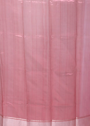 Pink Handloom Chanderi Pure Cotton Saree With Blouse Piece