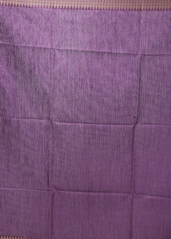 Purple Tussar Silk Saree With Blouse Piece