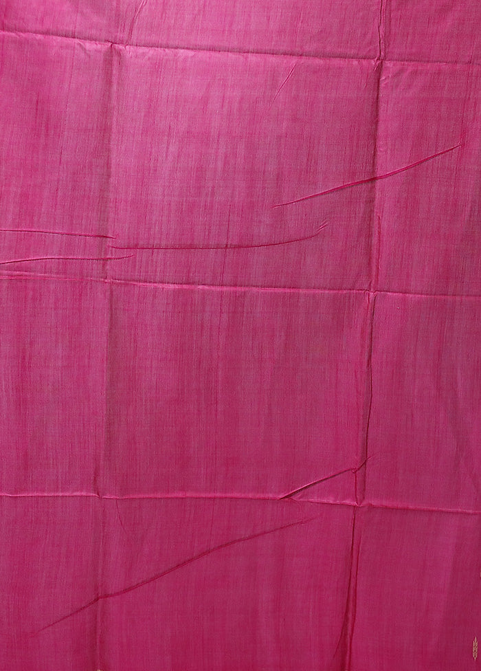 Pink Handloom Tussar Pure Silk Saree With Blouse Piece