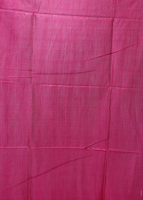 Pink Handloom Tussar Pure Silk Saree With Blouse Piece