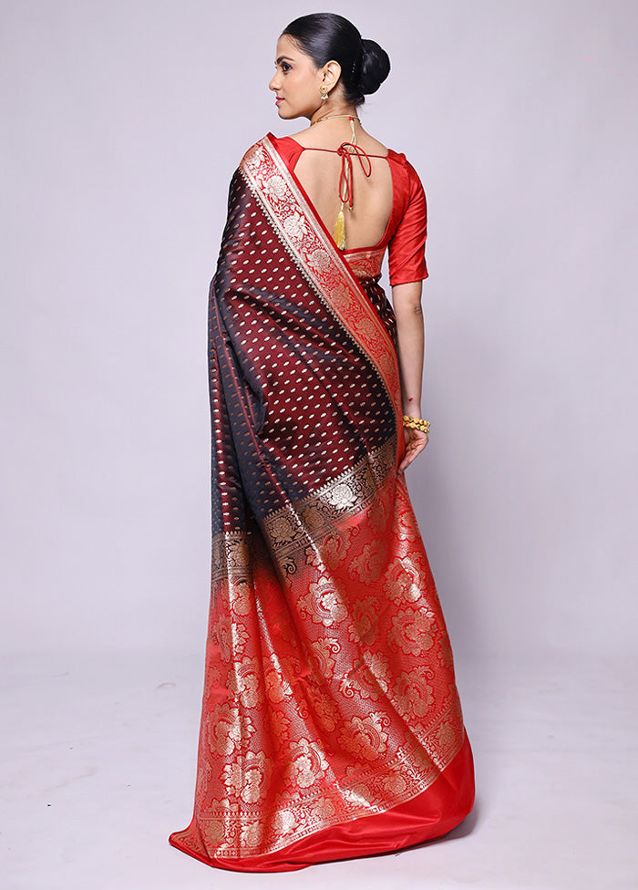 Maroon Banarasi Silk Saree With Blouse Piece