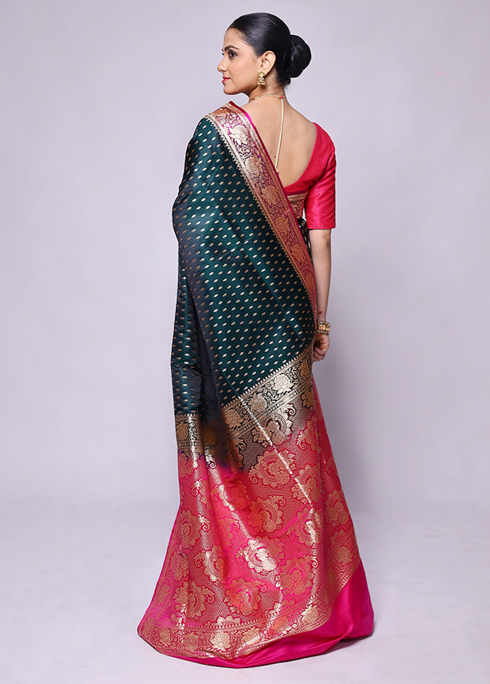 Green Banarasi Silk Saree With Blouse Piece