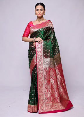 Green Banarasi Silk Saree With Blouse Piece