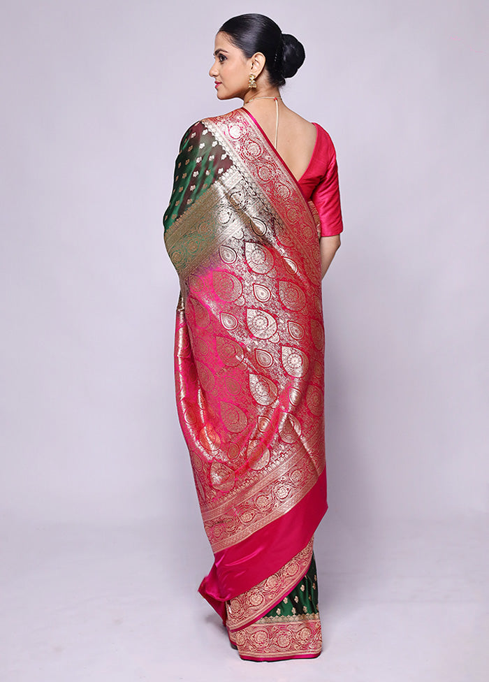 Green Banarasi Silk Saree With Blouse Piece