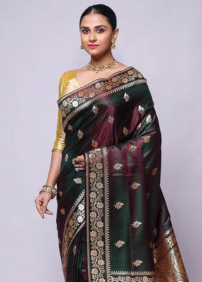 Green Banarasi Silk Saree With Blouse Piece