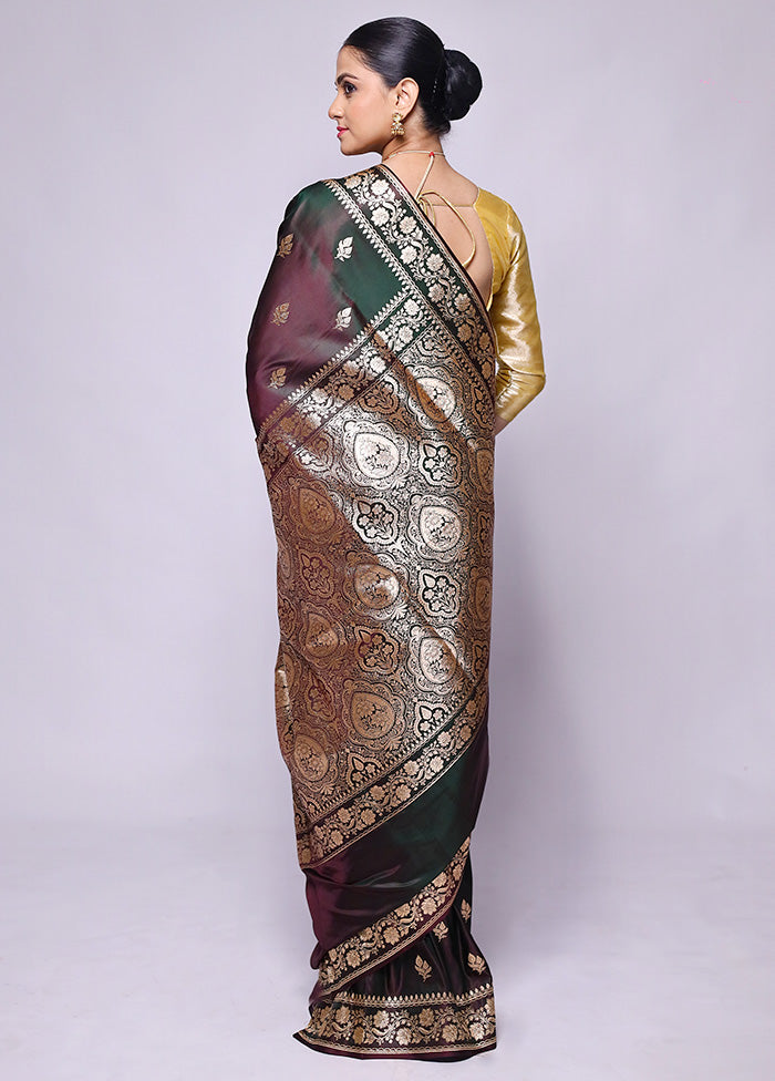 Green Banarasi Silk Saree With Blouse Piece